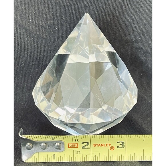 Tiffany & Co. Crystal Diamond Shape Paperweight Signed – Clear Glass – 4”  Read - Picture 9 of 12